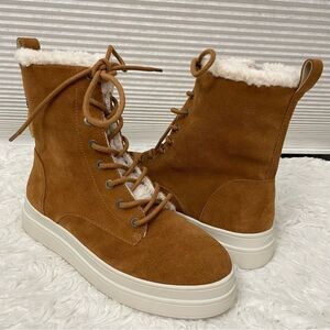 J/Slides Torrie Suede Faux Fur High-Top Sneakers in Cognac Waterproof sz 8.5 NEW